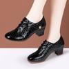 Zapatos de Baile Latino Profesionales para Adultos, Zapatos de Profesor para Damas, Dorado Cuerpo, Tacón Medio, Suela Blanda, Moda con Cordones, Zapatos de Baile Cuadrado