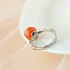 Nafuge joyería de plata al por mayor anillo de plata de ley 925 con incrustaciones de ágata roja del sur natural anillo de plata abierto retro para mujer
