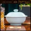 Juego de Vajilla de Cerámica Jingdezhen de Gama Alta con Color Bajo Esmalte Celadón: Set de Cuencos para Arroz, Platos, Cuencos para Sopa, Cucharas Pequeñas, Cuencos, Platos y Palillos