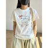 Camiseta Única con Estampado de Lazo para Mujer, Verano 2026, Hombro Normal, Algodón Puro, Manga Corta, Estilo Ins Coreano, Top Dulce, Camiseta Básica