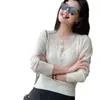 Ropa interior de punto para mujer de otoño Nanyou Shenzhen, con encaje blanco, cuello en V, manga larga, camiseta interior de punto