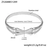 Pulsera Cruzada con Forma de Bambú Incrustada de Diamantes con Circonita Ovalada, Electrochapado al Vacío de Acero Inoxidable, Pulsera de Cierre para Mujer Moderna y Sencilla