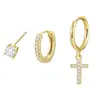 Set de Aretes de Rombo Diamantado de Moda Europeos y Americanos, Aretes de Estrella de Ocho Puntas con Esmalte de Temperamento
