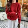 Toma real precio real otoño e invierno versión coreana de suéter holgado de cuello redondo color caramelo estilo perezoso suéter de manga larga interior