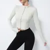 Jaqueta Esportiva da Moda com Gola Alta e Zíper, Adequada para Uso ao Ar Livre, Yoga, Fitness, Cintura Marcada, Emagrecimento, Manga Longa, Secagem Rápida, Roupa para Dança e Treino