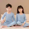 Ropa de Otoño para Niños, Pantalones de Otoño, Conjunto de Ropa Interior de Cuello Medio para Niños y Niñas, Suéter de Algodón de Terciopelo Doble Cara, Conjunto de Pijama, Invierno
