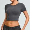 Camiseta de manga curta com gola redonda europeia e americana, roupa de ioga, top esportivo feminino Cloud Sense, roupa de fitness de secagem rápida para corrida ao ar livre