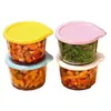 Caja de Pepinillos de Vidrio Mini Tazón Pequeño con Tapa Sellada Conservación Fresca Guarnición Almacenamiento de Cocina Caja de Empaque de Grado Alimenticio Caja de Almacenamiento