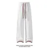 Otoño 2026 Nuevo Estilo Base Blanca Pierna Recta Bloque de Color Bordado Pantalones de Chándal M-5XL HK261174-P33