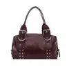 Bolso de Hombro Asimétrico Estilo Coreano para Mujer, Piel Suave, Remaches, Bolso Tote Cilíndrico, Moderno, Gran Capacidad, Bolso de Mano para Viajes y Uso Diario