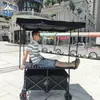 Carrito de puesto móvil con tablero grande, altura ajustable, plegable, carrito portátil para snacks al aire libre, carrito de camping, carrito empujado a mano