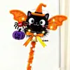 Bastón Torcido de Halloween Estilo Gótico Espina Rosa Bastón de Mano Kit de Materiales DIY Bastón Mágico Luminoso Creativo para Niños