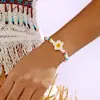 Pulsera Bohemio Transfronteriza Europea y Americana de Cerámica Blanda Flor Plumeria con Cristal, Turquesa y Estrella de Mar Cadena Ajustable Joyería para Vacaciones en la Playa