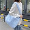 Bolsa Tote Grande Capacidade Mayrabbit Retro Nylon Acolchoada Bordada Coração Bolsa de Ombro Feminina Bolsa Transversal Bolsa de Mão da Moda
