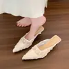 Elegantes Mules de Estilo Francés con Punta Fina y Tacón Delgado para Mujer, Nuevo Modelo de Verano Adecuado para Usar con Vestidos