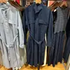 26 Outono Novo Vestido de Algodão com Gola Alta/Vestido Longo Feminino Listrado Colaboração 489452/488693