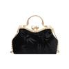 Bolsa Dourada de Boca de Pérola de Veludo Bolsa de Ombro Portátil com Corrente Transversal Jacquard Padrão Bambu Jacquard Bolsa com Clipe Presente Bolsa Cheongsam Guofeng