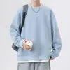 Sudadera estilo americano de dos piezas falsas tie-dye para hombre, nuevo modelo primavera 2026, corte holgado, talla grande, top de manga larga, dos piezas falsas