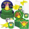 Mm150 Pelota Deportiva de Softbol Hockey Niño Cumpleaños Vajilla para 8 Personas Juego de 4 Piezas Plato de Papel Vaso de Papel