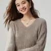 Nuevo Suéter de Cachemir Grueso de Punto Trenzado de Color Sólido Otoño/Invierno 2026 para Mujer Cuello en V Tejido Holgado Top Base
