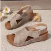 Zapatos de Playa Transpirables Blancos y Negros Marrones de Suela Gruesa con Punta Abierta Estilo Europeo y Americano 2024 Comercio Exterior Verano Velcro Al por Mayor Talla Grande