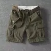 Shorts de Trabajo Color Verde Militar Japonés de Verano para Hombre Pantalones de Cinco Puntos Tendencia Yu Wenle Sueltos Rectos Casuales Ropa Exterior Pantalones de Longitud Media
