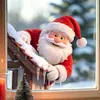 Adesivos Estáticos Divertidos de Natal para Janelas com Padrões do Papai Noel Subindo no Telhado e Cena de Neve de Inverno para Decoração de Janelas de Vidro e Portas de Armário