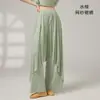 Nuevo estilo de traje de danza clásica, top de malla elástica con pequeñas mangas acampanadas, conjunto de práctica de gasa fluida, atuendo étnico para actuación de danza china