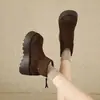 Botas curtas quentes forradas com fleece e solado grosso para mulheres, novo modelo de inverno 2026, botas que aumentam a altura para pessoas baixinhas, botas de neve de algodão antiderrapantes estilo Birkenstock