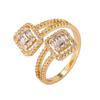 Anillo Cuadrado de Diamantes Completos Transfronterizo de Amazon Europa y América Cobre Chapado en Oro Verdadero de 18K Personalidad Atmosférico Anillo Abierto en stock