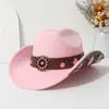Sombrero de Invierno para Mujer Más Vendido Transfronterizo con Bordado de Alta Gama, Sombrero de Sol de Ala Ancha Estilo Europeo y Americano, Sombrero de Vaquero Occidental Vintage