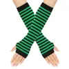 Guantes Largos de Punto para Otoño e Invierno Japoneses Guantes de Punto con Mangas Falsas Cubrebrazos Oscuros Guantes Rayados para Fiesta Europeos y Americanos