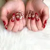 24 Peças Árvore de Natal de Cruz Floco de Neve Unhas Usáveis Unhas Cor de Blush Francesa 3D Estrelas Estereoscópicas Em Estoque Unhas Prontas Atacado