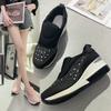 Zapatos de Cuña Talla Grande para Mujer 2025 Primavera Nuevo Estilo Zapatos con Pedrería para Aumentar Altura Interior Tacones Altos Zapatos Perezosos Zapatos Deportivos Casuales para Mujer