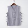 Jaqueta mandarim estilo chinês de verão camiseta masculina colete old Beijing sem mangas camisa old head cardigã colete terno Tang linho estilo chinês