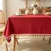 Mantel de Lino de Color Anti-quemaduras Mantel sin Lavar Tela de Mantel Color Liso Japonés Tacto Mantel para Mesa de Café Mantel con Borlas Otro