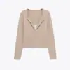 Exportação Transfronteiriça Estilo Europeu e Americano Roupas Femininas Za Outono e Inverno Novo Elegante Versátil Renda Costurada Top Jaqueta de Tricô