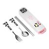 Aço Inoxidável 316 Desenho Animado Portátil Conjunto de Talheres Caixa de Armazenamento de Colher e Hashi Cabo de Silicone Talheres de Duas Peças Garfo