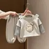 Conjunto de otoño para niño: sudadera de manga larga de moda y pantalones casuales, un conjunto de dos piezas para bebés y niños pequeños, perfecto para salidas de primavera y otoño