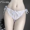 Lingerie sexy europeia e americana perspectiva sexy perspectiva lace laço alça lateral virilha aberta cuecas sexy para mulheres
