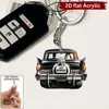 Nuevo producto transfronterizo: colgante acrílico con diseño de coche vintage, llavero, accesorio para mochila, decoración de boda para recién casados
