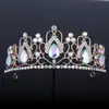 Corona de boda nupcial de metal transfronteriza con diamantes completos, tocado de niña con diamantes AB de gota de agua, accesorios para el cabello de princesa para cumpleaños, corona de aleación