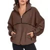 26 ropa de mujer transfronteriza de comercio exterior europeo y americano superventas de Amazon: Abrigo cálido de felpa con cremallera y bloques de color de lana de cordero para otoño e invierno