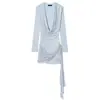 Comercio Exterior Venta al por mayor Transfronteriza 2026 Estilo Europeo y Americano Moda Femenina Elegante Vestido de Moda de Manga Larga con Cinturón Vestido Corto Mini