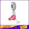 Marca Pan Cobre Azul Sapato de Salto Alto Estilo Vestido Disney Tinta Resina Contas DIY Pulseira de Prata