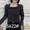 Uma geração de 2025 primavera e outono nova camiseta de manga longa Joker com gola quadrada e contas de unhas de laço moda feminina slim