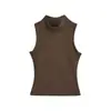 Conjunto de Chaleco Básico Suave y Elástico sin Mangas de Cuello Alto + Cárdigan de Manga Larga de un Solo Botón con Cuello en V + Pantalones Delgado de Cintura Alta Micro-Campana