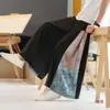 Pantalones Hanfu Antiguos para Hombre Verano Delgados Seda de Hielo Casual Pantalones Cortos Estilo Chino Estampados Costuras Colgante Pantalones