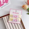 Presilha de Cabelo Laço Xadrez Cor de Gelatina, Elástico de Cabelo Argola de Toalha, Presilha de Cabelo Doce com Franja, Elástico de Cabelo de Alta Elasticidade