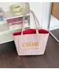 Bolso de Lona Bordado con Letra a Rayas Estilo Coreano, Bolso Tote Versátil Casual para Estudiantes, Gran Capacidad para el Trabajo Diario, Primavera y Verano